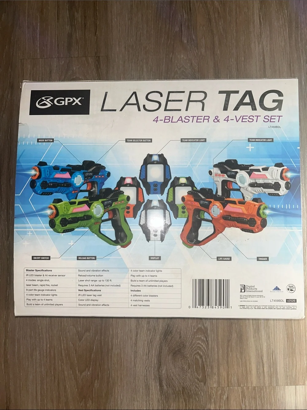 GPX Laser Tag 4-Blaster & 4-Vest Set - Multi Color